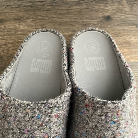 NEW FitFlop Women’s Shuv Soft Grey Speckled Felt Mules Clogs Slippers, Size US 6 - Picture 5 of 12